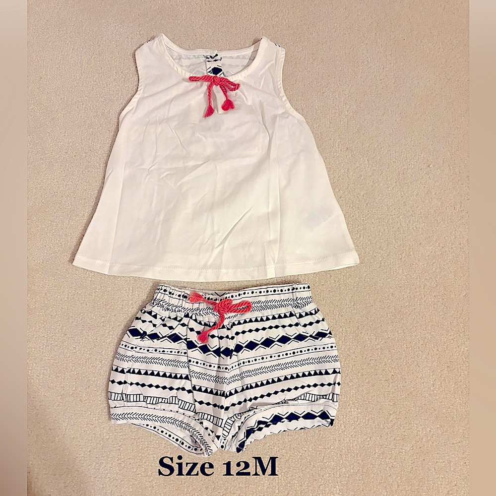 Baby Girls Summer Tank Top & Shorts outfit-12M